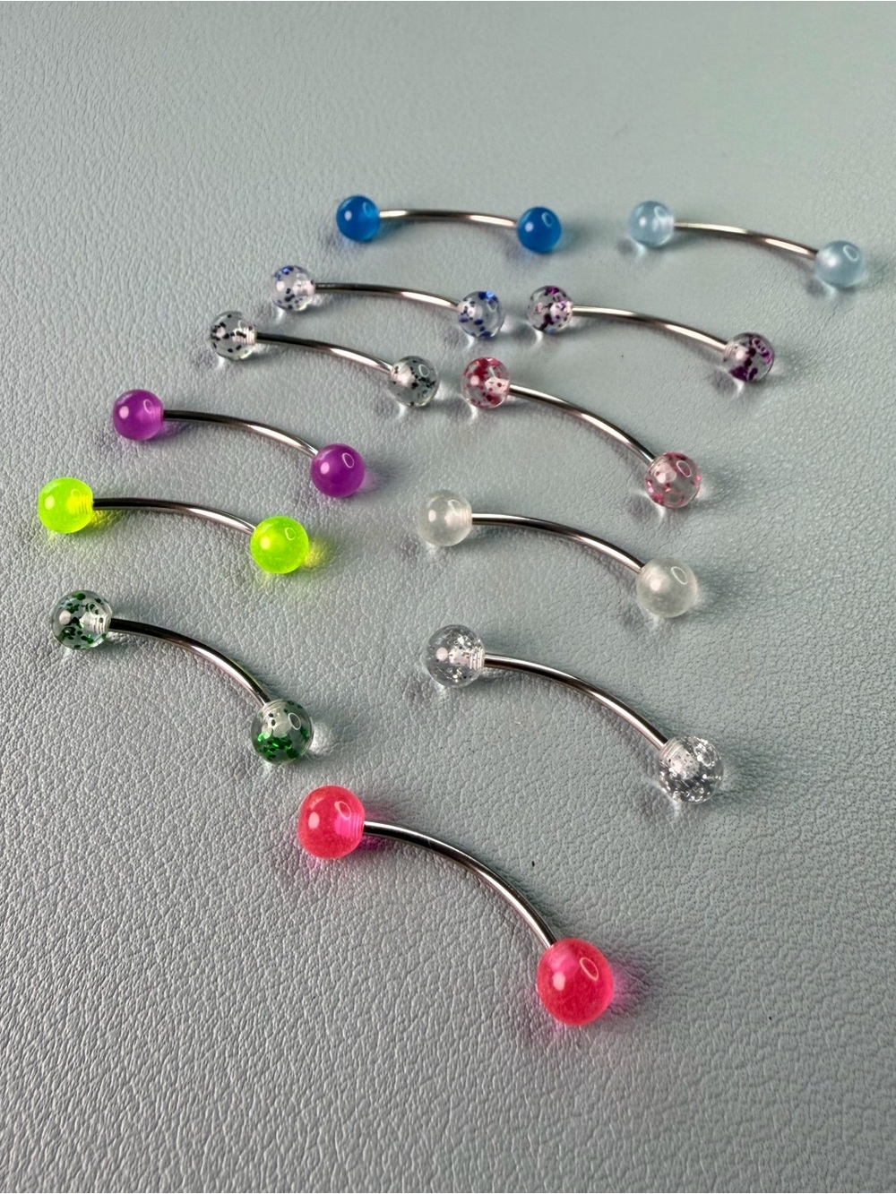 Colorful Curved Barbell Piercing Jewelry- Assorted Neon and Clear